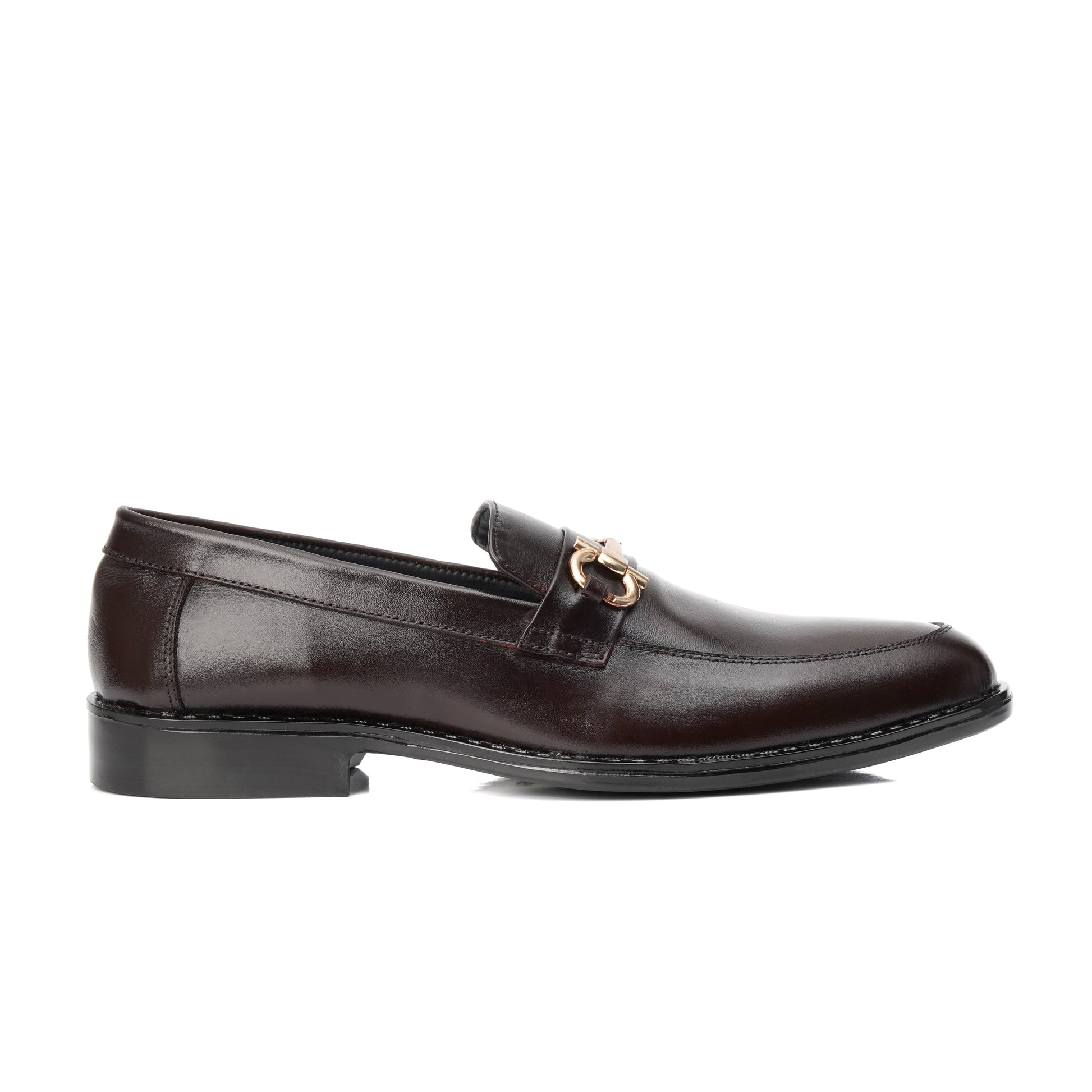 ST-05-Brown Cow Leather Horse bit Formal Loafer Style In Rubber sole - DeVogue