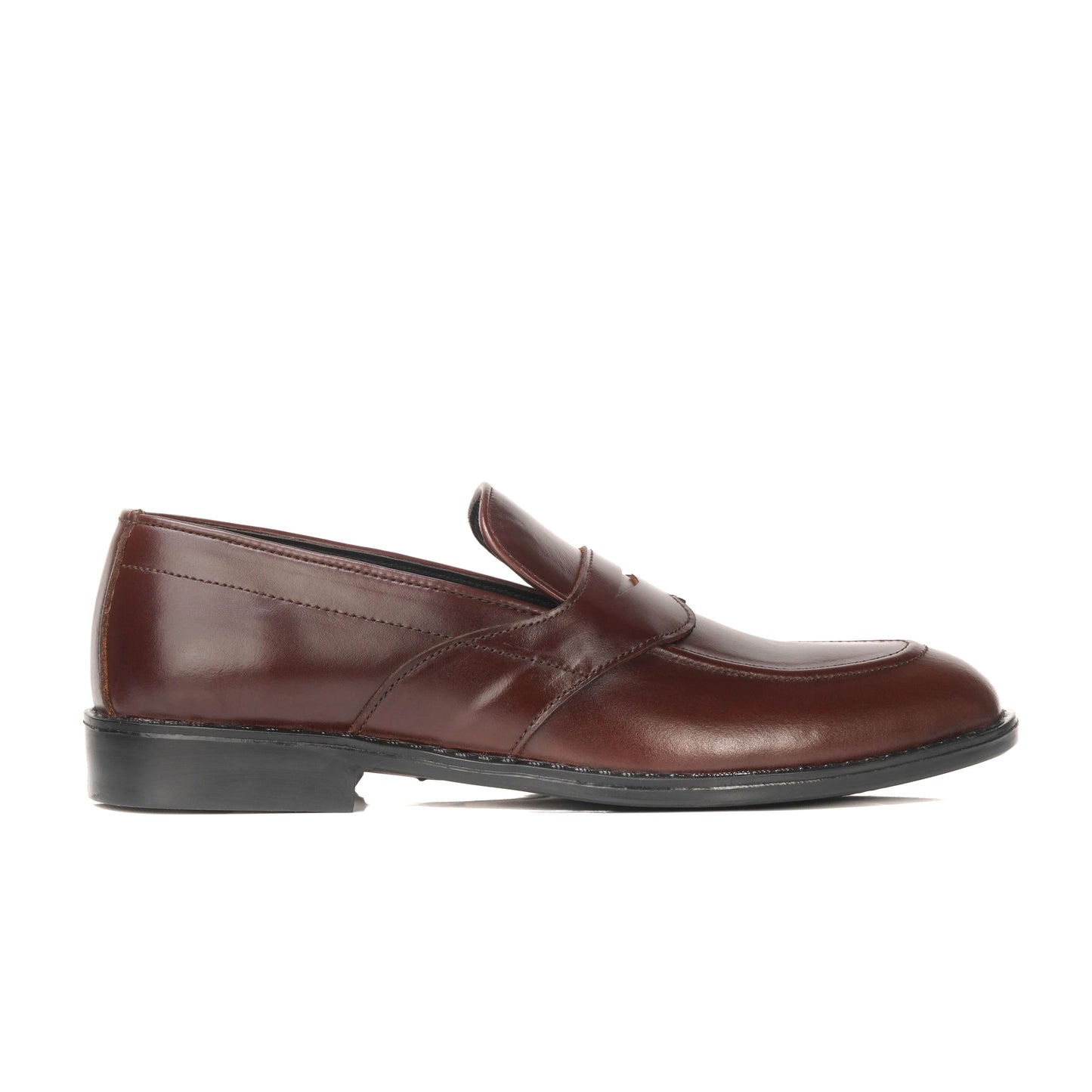 5004-Hot Maroon Cow Leather Formal Loafer Style In Rubber sole