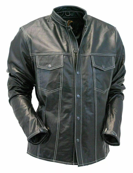 Leather Jacket with Faded Seam