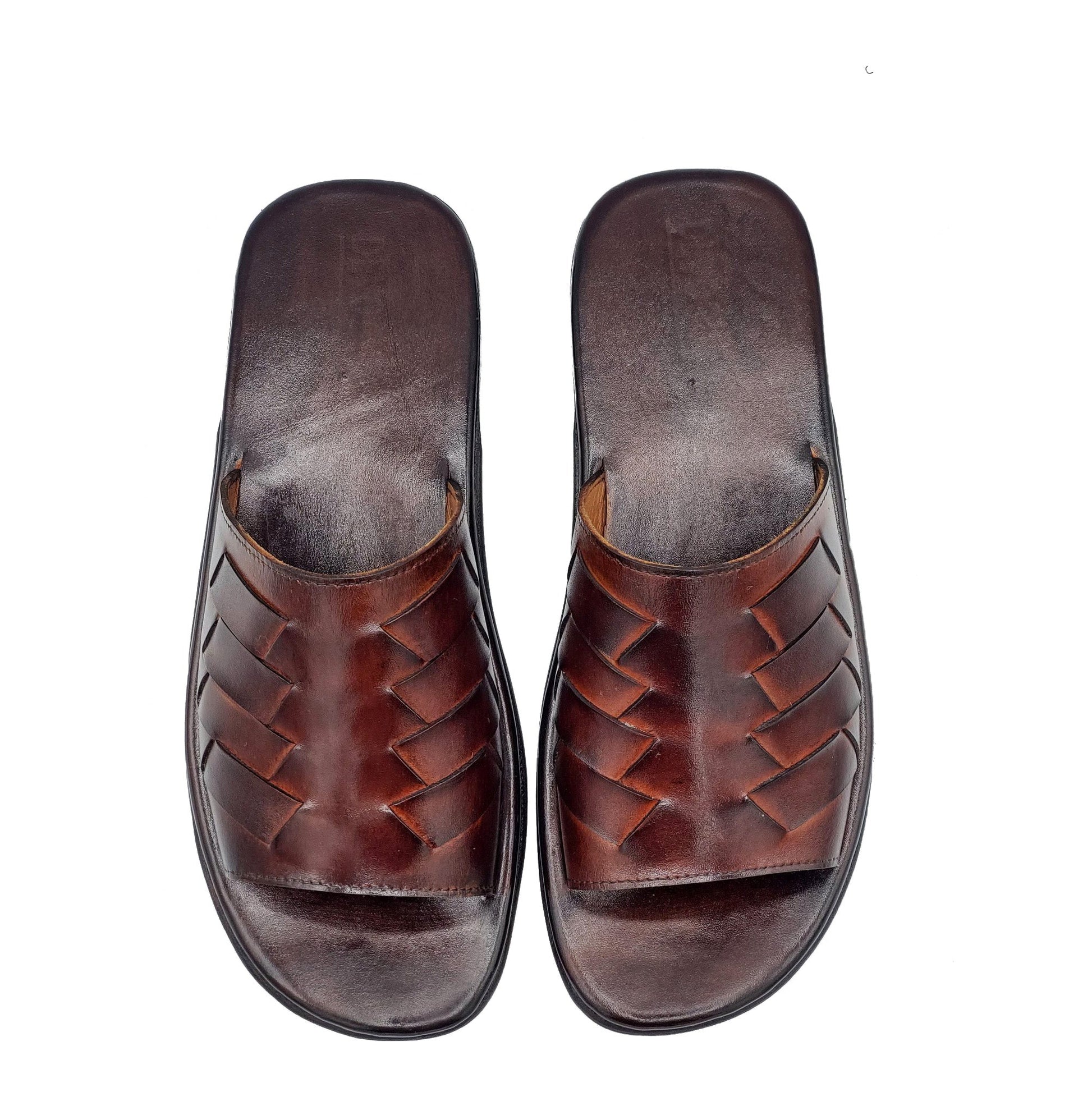 R-405-Brown Two tone Premium Chappal Pure Full grain Cow Leather Shoes Trending shoes - DeVogue