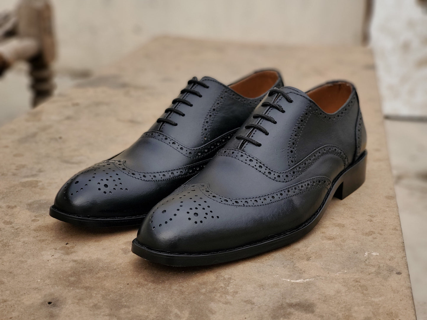 Royal Black Brogue laced shoe - DeVogue