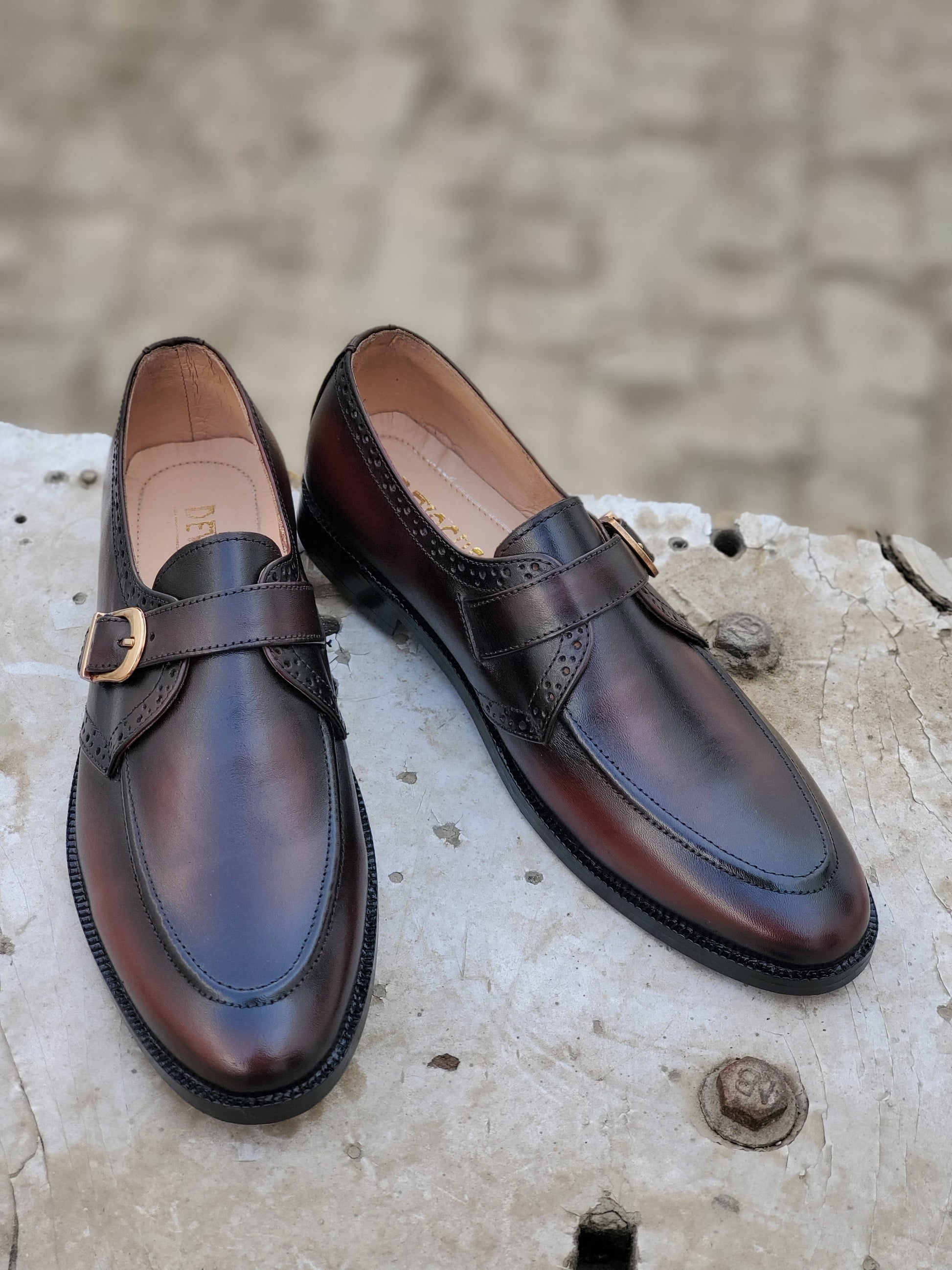 5005-Maroon Analine Premium Formal leather loafers - DeVogue