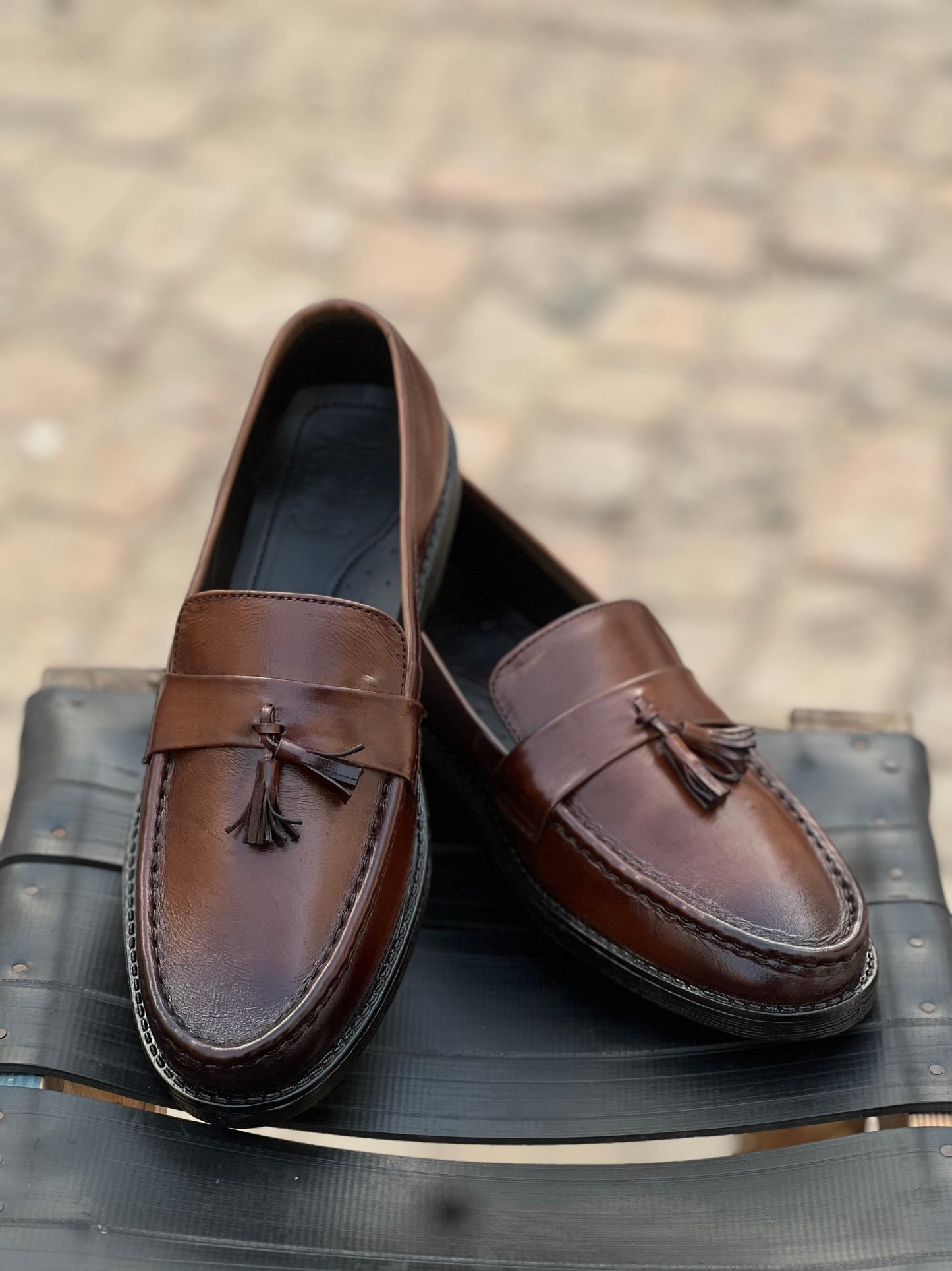 ST-10-Brown loafers with Patina finish - DeVogue