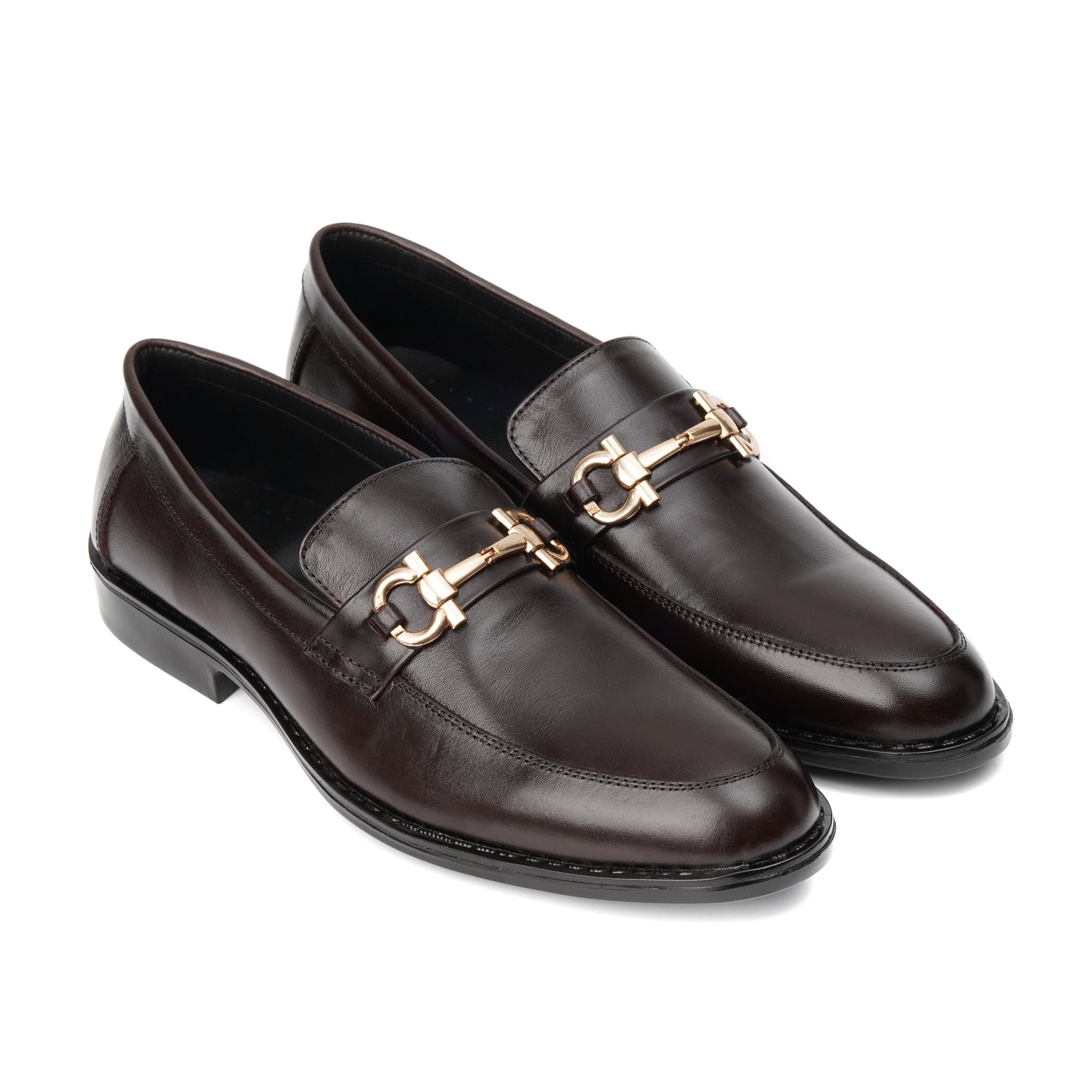 ST-05-Brown Cow Leather Horse bit Formal Loafer Style In Rubber sole - DeVogue