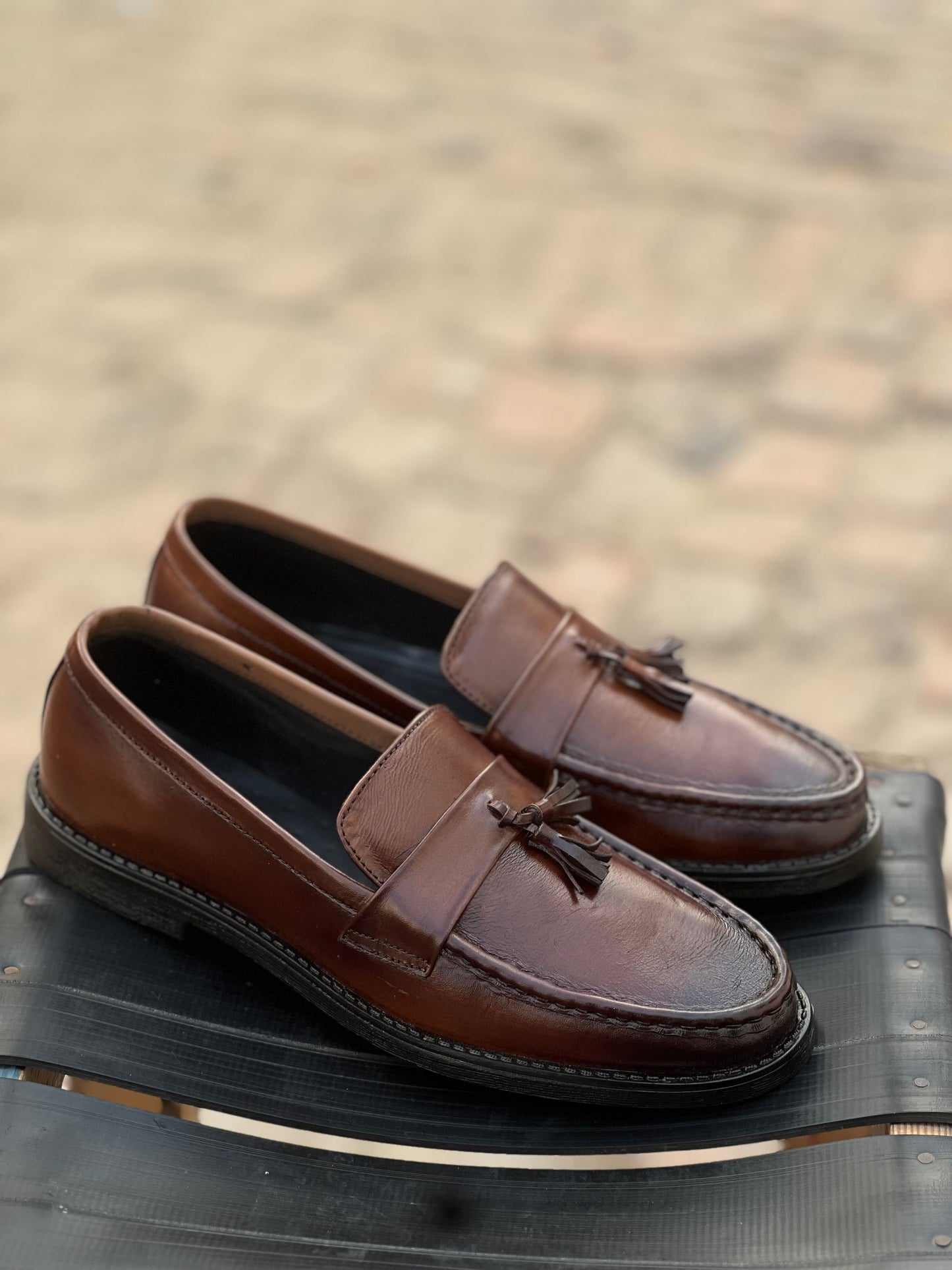 ST-10-Brown loafers with Patina finish - DeVogue