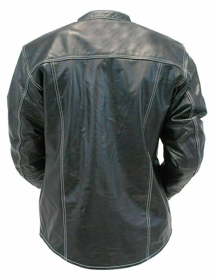 Leather Jacket with Faded Seam