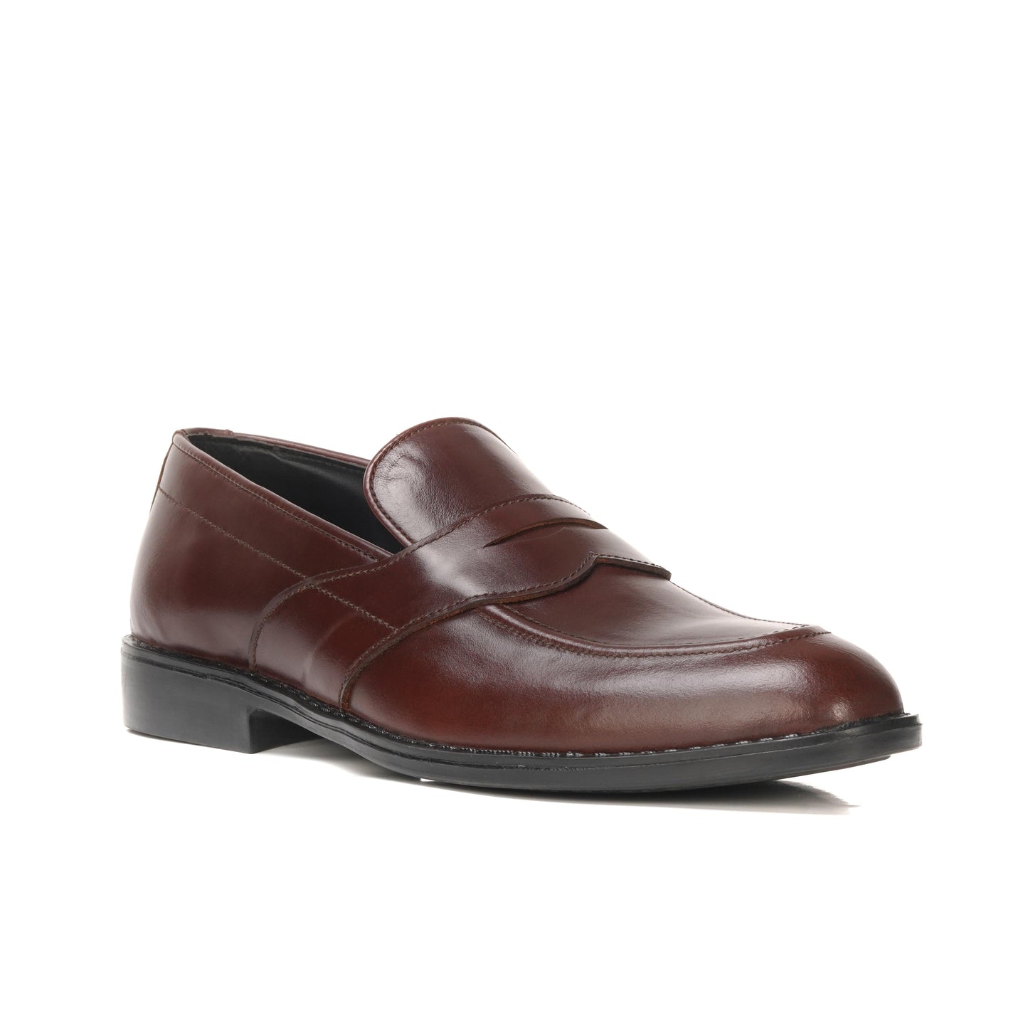 5004-Hot Maroon Cow Leather Formal Loafer Style In Rubber sole