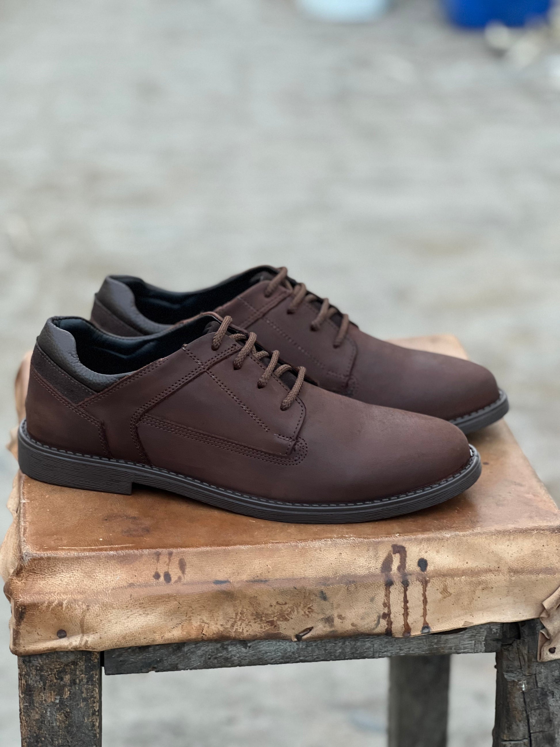 7069-Oily Brown Casual Suede Shoes with extra comfort on back - DeVogue