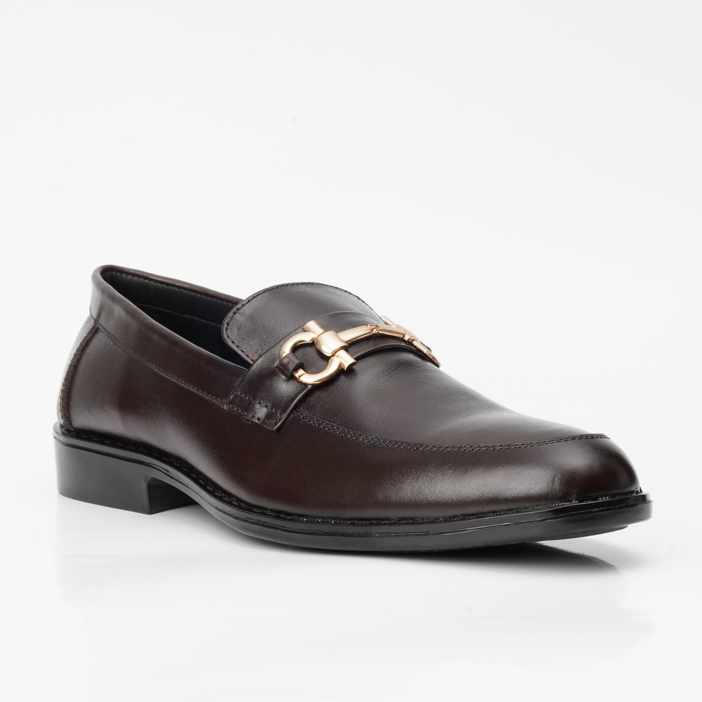 ST-05-Brown Cow Leather Horse bit Formal Loafer Style In Rubber sole - DeVogue