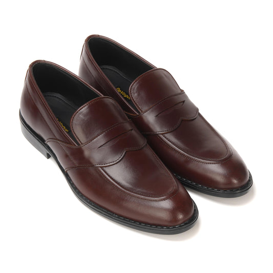 5004-Hot Maroon Cow Leather Formal Loafer Style In Rubber sole