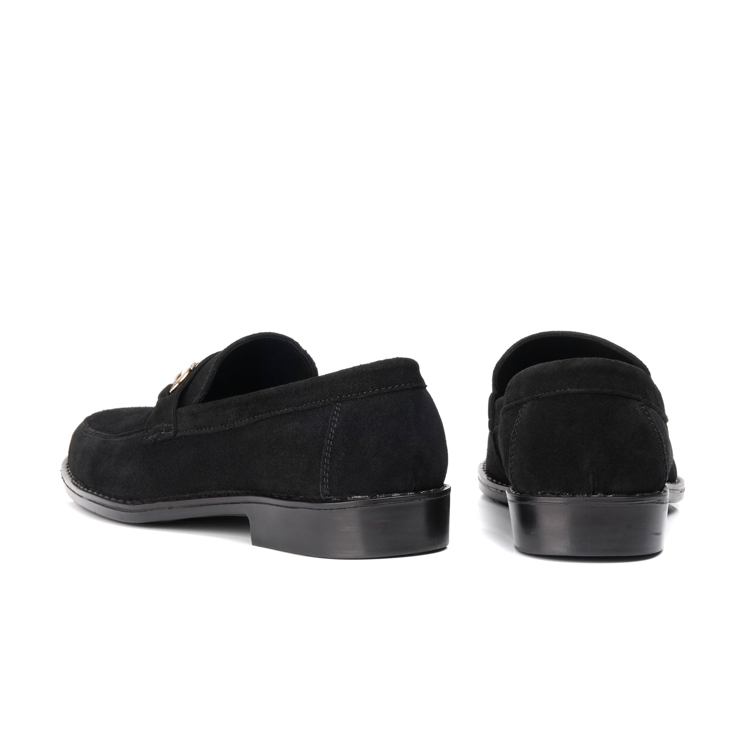 ST-05-Black Suede Cow Leather Horse bit Formal Loafer Style In Rubber sole - DeVogue