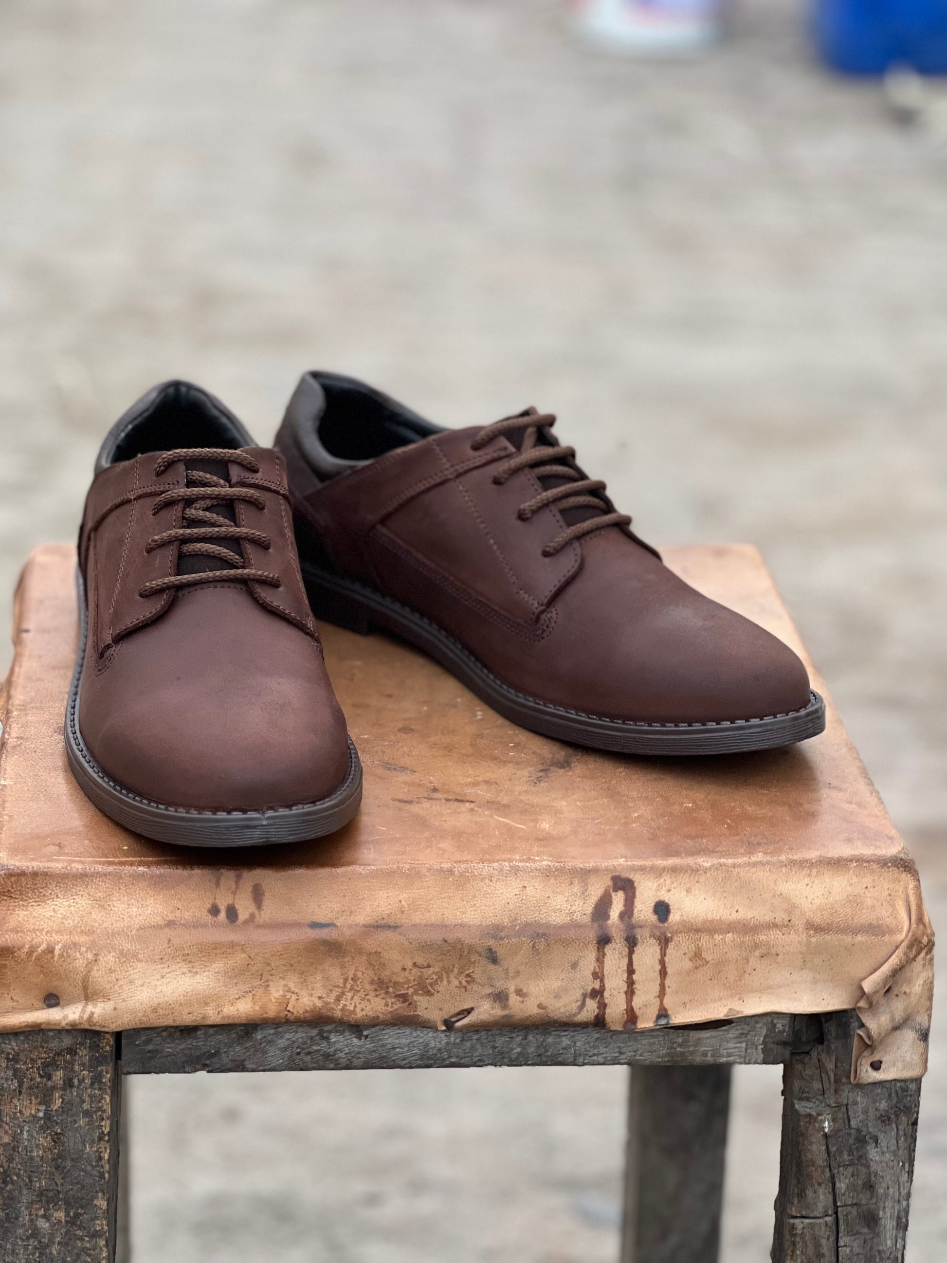 7069-Oily Brown Casual Suede Shoes with extra comfort on back - DeVogue