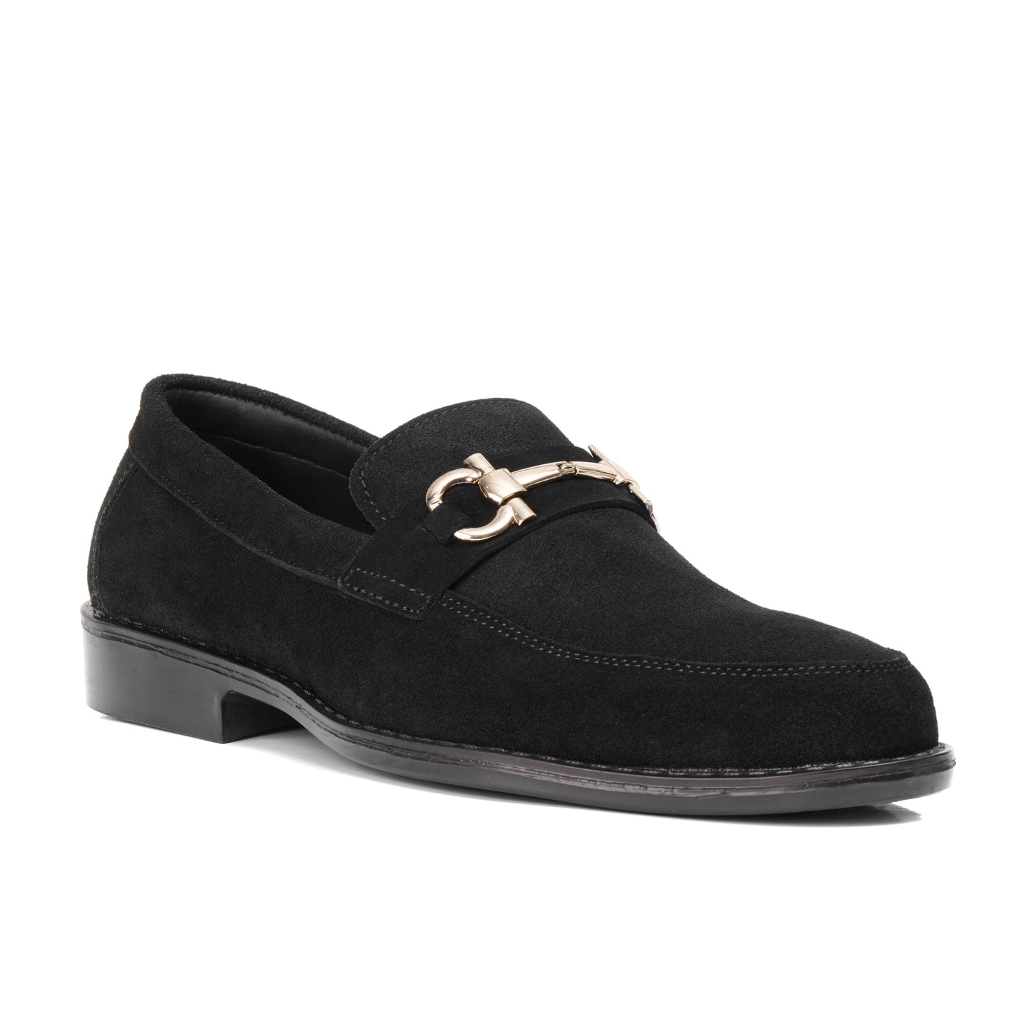 ST-05-Black Suede Cow Leather Horse bit Formal Loafer Style In Rubber sole - DeVogue