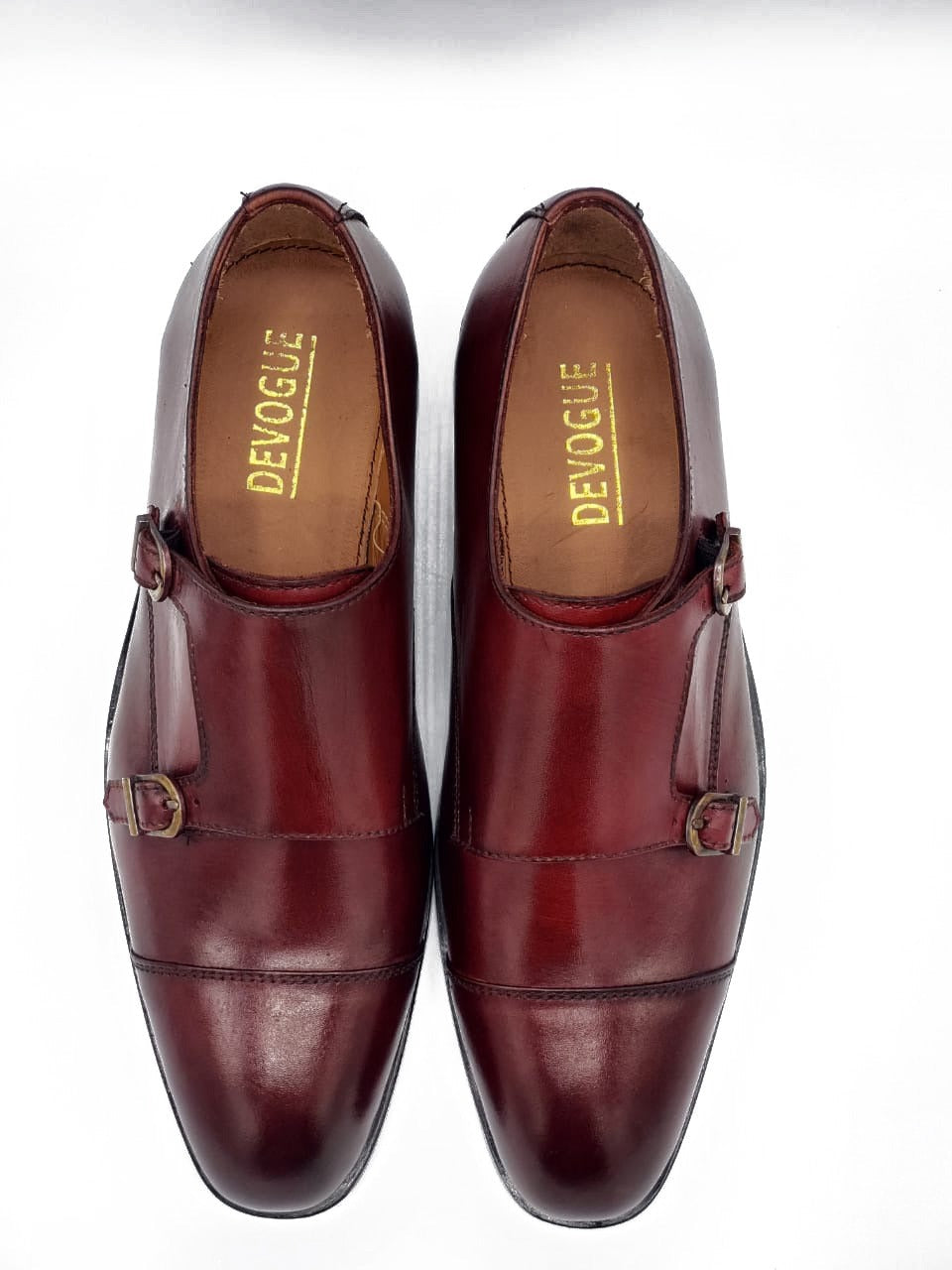 2011-Burgundy Cow Leather Formal Double Monk Style - DeVogue