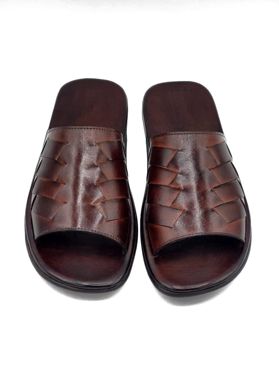 R-405-Brown Two tone Premium Chappal Pure Full grain Cow Leather Shoes Trending shoes - DeVogue