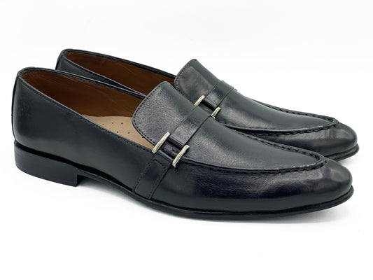 SKU:4002-Black Cow Leather Formal Loafer Style - DeVogue