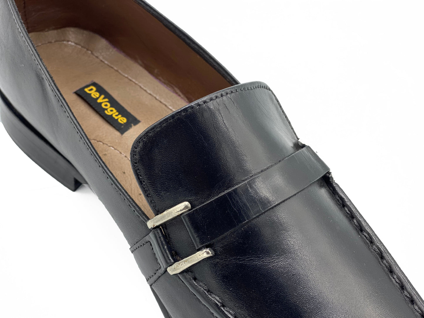 SKU:4002-Black Cow Leather Formal Loafer Style - DeVogue