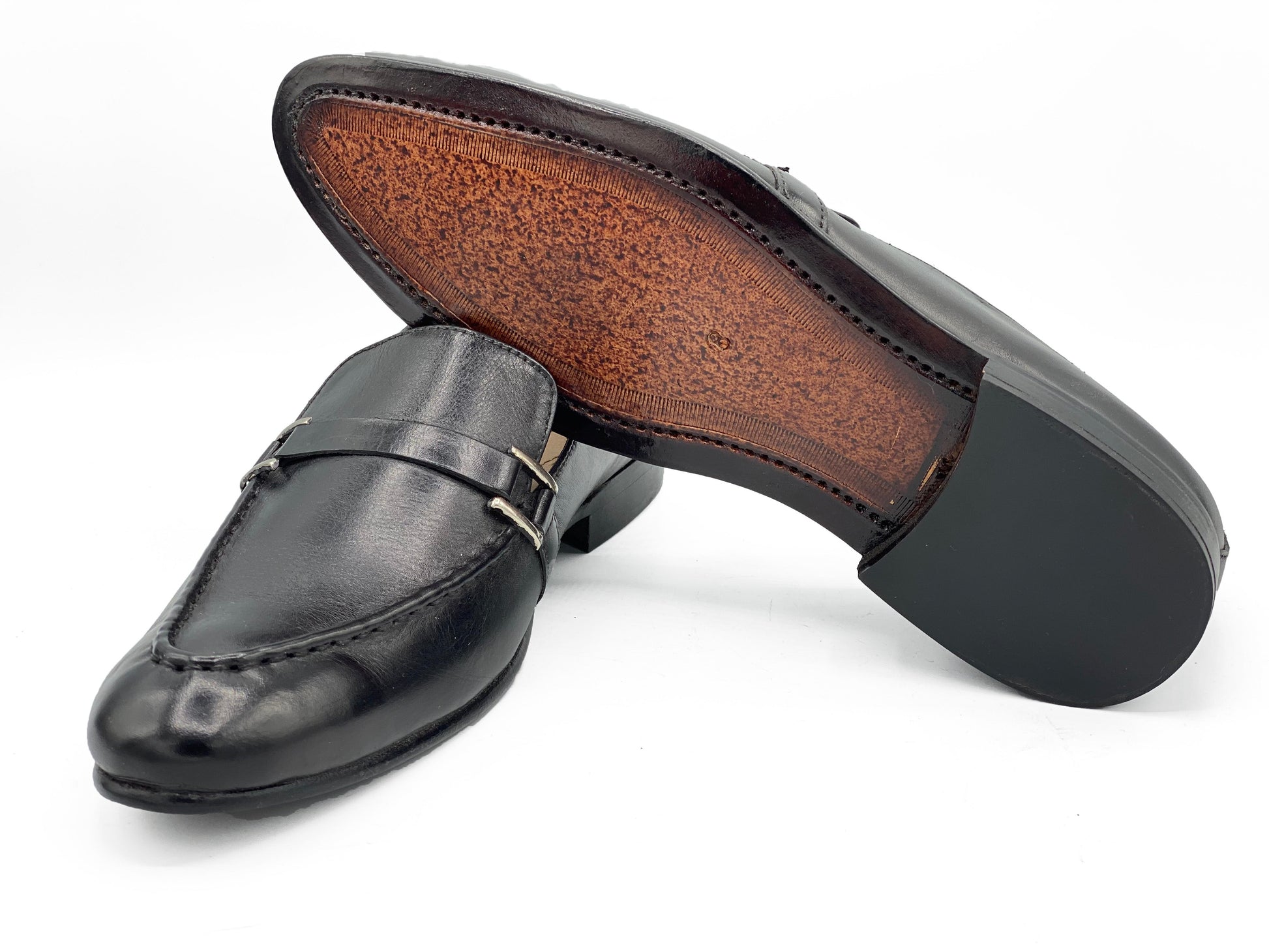 SKU:4002-Black Cow Leather Formal Loafer Style - DeVogue