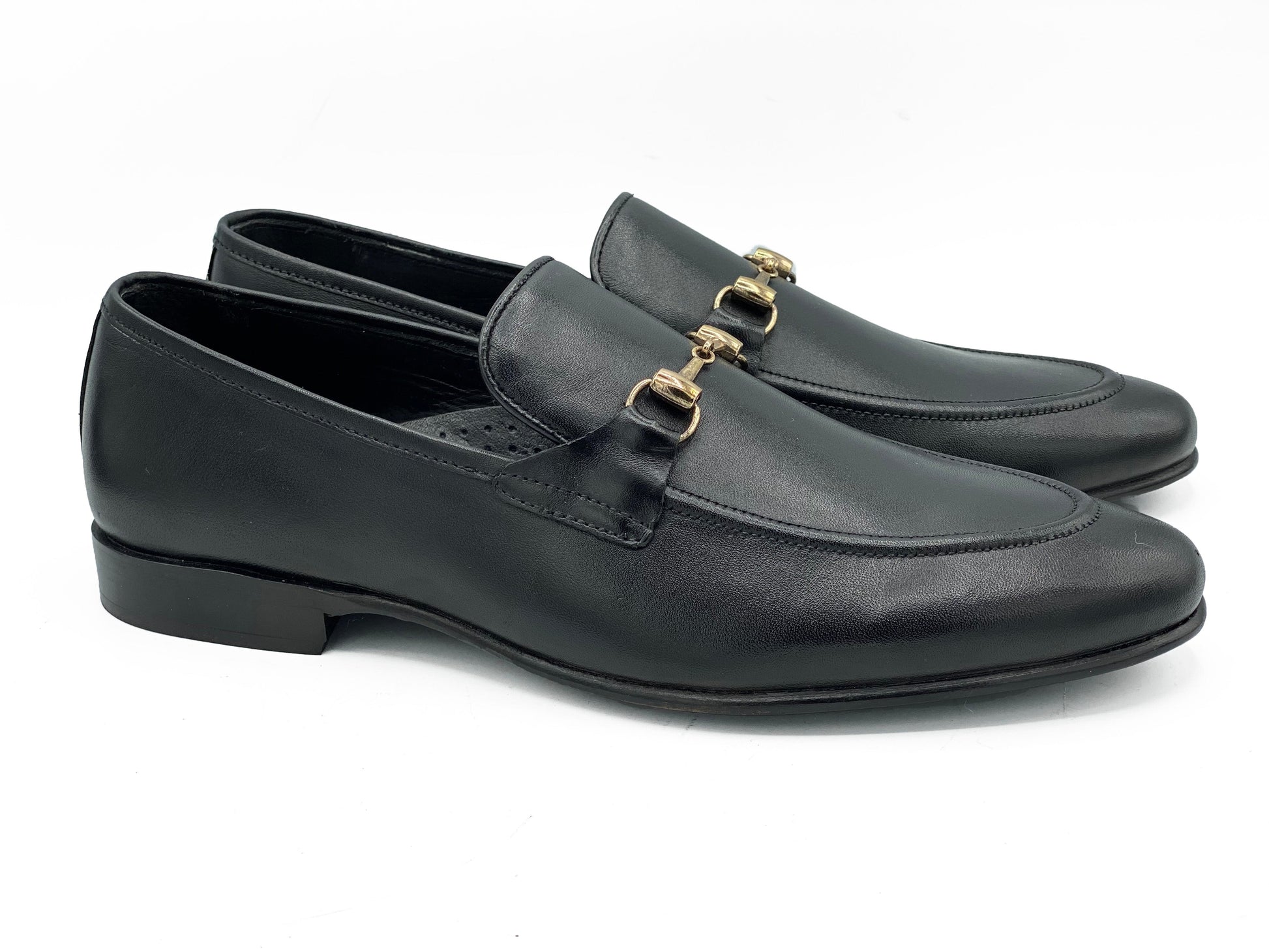 SKU:4001-Black Cow Leather Formal Loafer Style - DeVogue