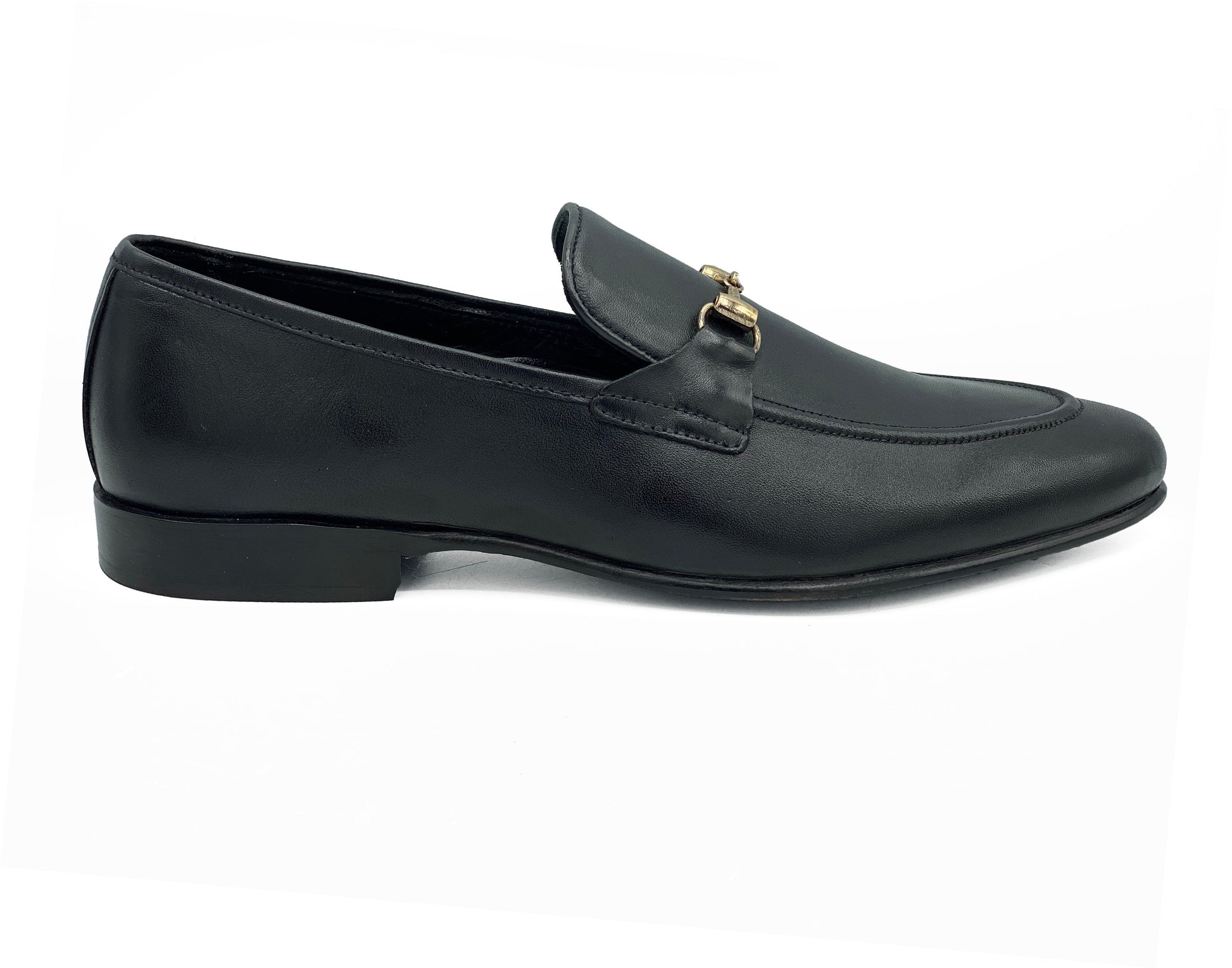 SKU:4001-Black Cow Leather Formal Loafer Style - DeVogue