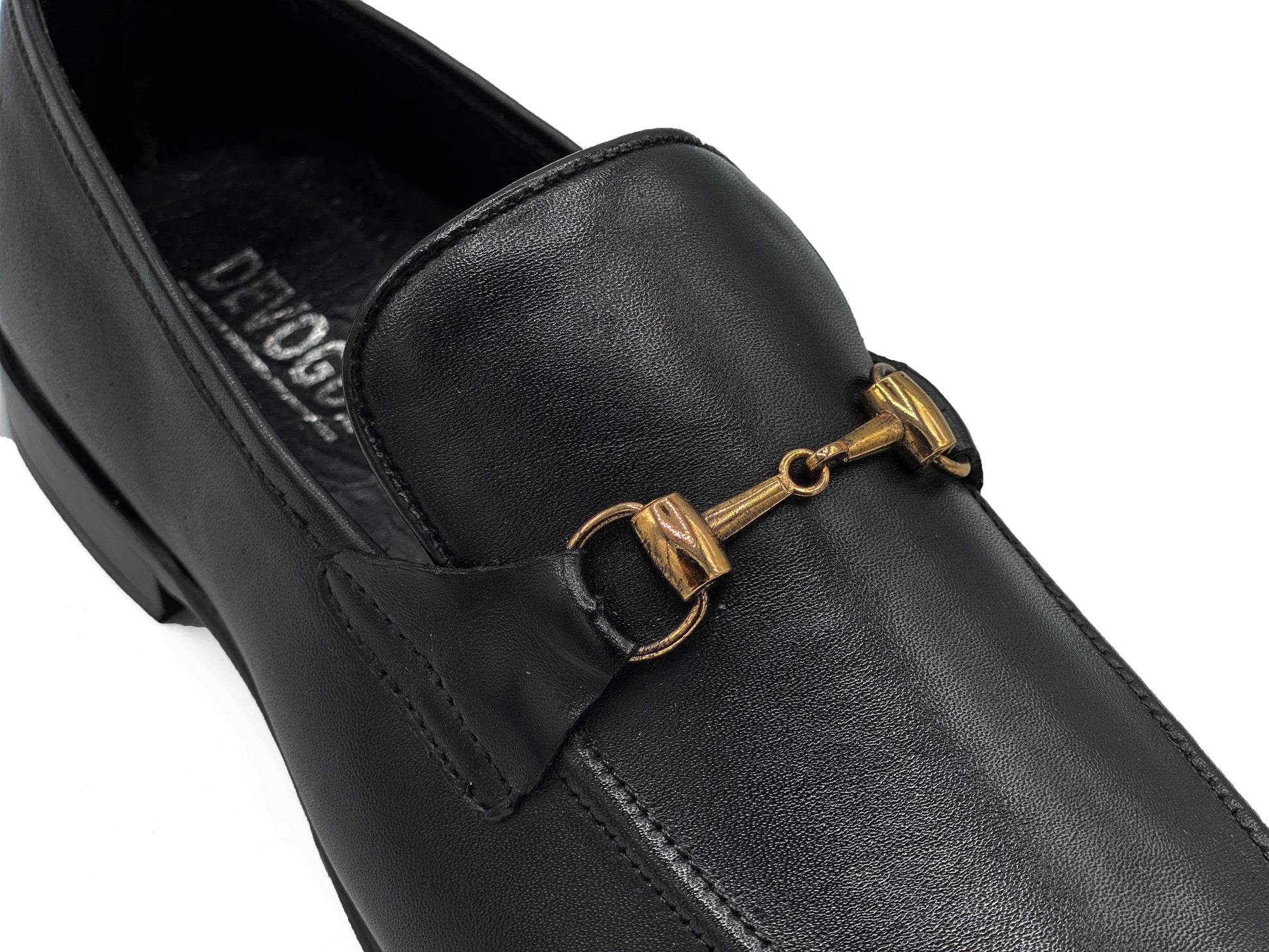 SKU:4001-Black Cow Leather Formal Loafer Style - DeVogue