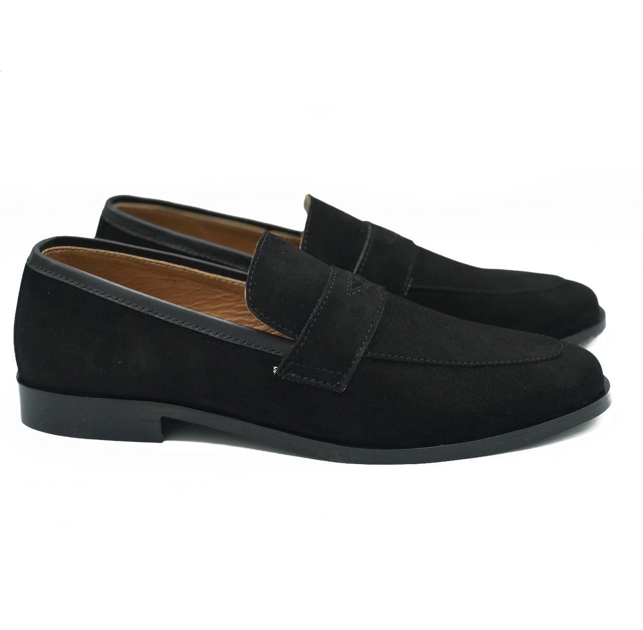 5002-Black Suede Cow Leather Formal Loafer Style - DeVogue