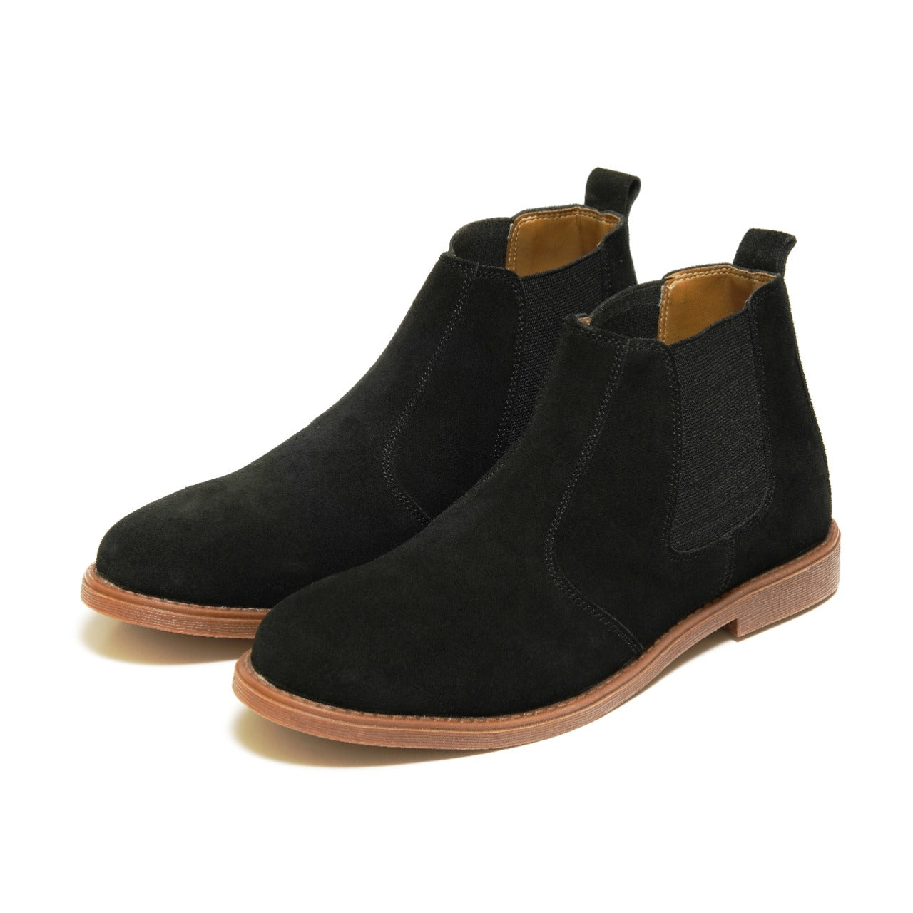 SKU:8011-Black Suede Cow Leather Chelsea boots - DeVogue