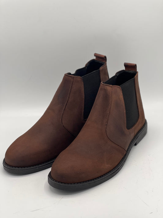 SKU:8010-Brown Cow Leather Chelsea boots - DeVogue