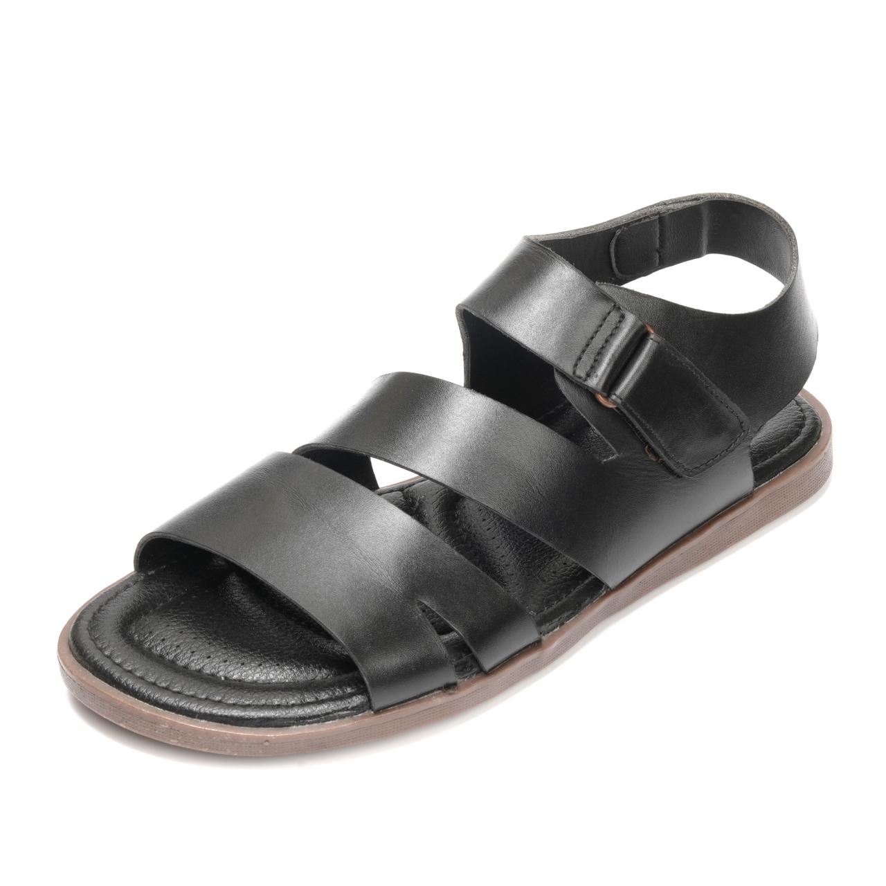 701-Black Sandal style Pure Cow Leather Shoes Trending shoes - DeVogue