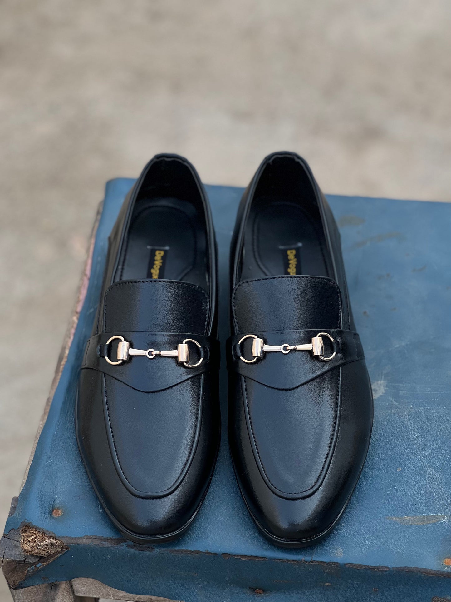 4003-Black Cow Leather Formal Loafer Style in Rubber sole - DeVogue