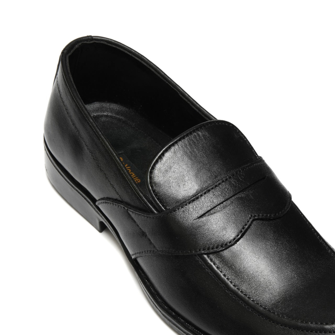 5004-Black Cow Leather Formal Loafer Style In Rubber sole - DeVogue