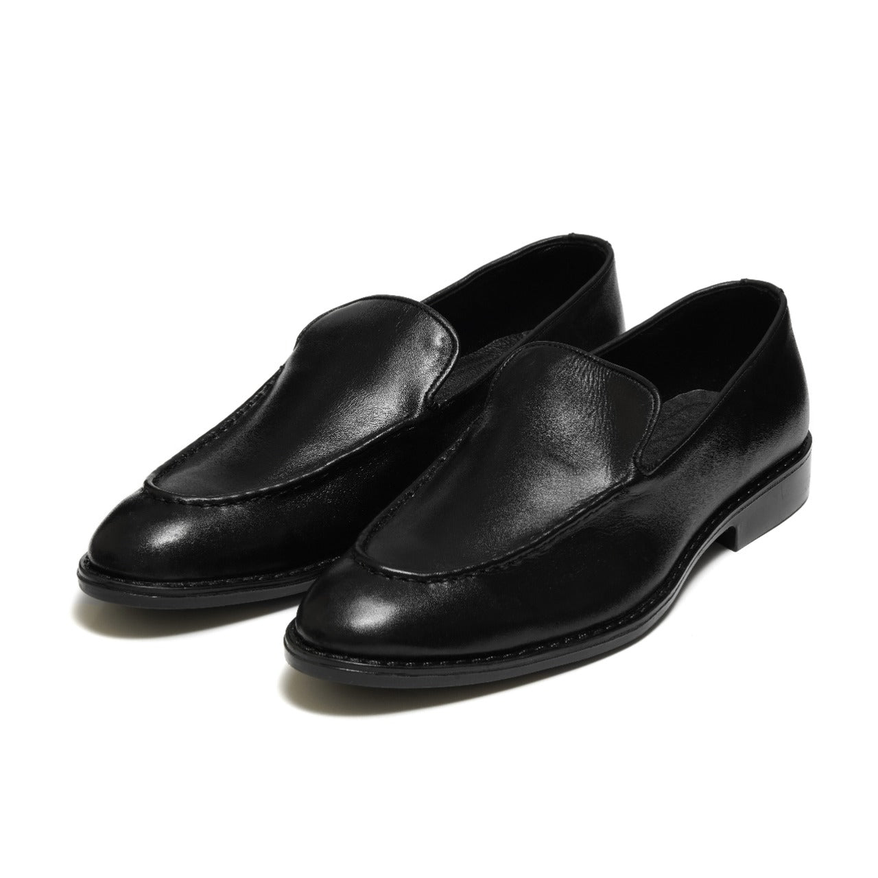 6006-Black Soft Premium Formal leather loafers - DeVogue