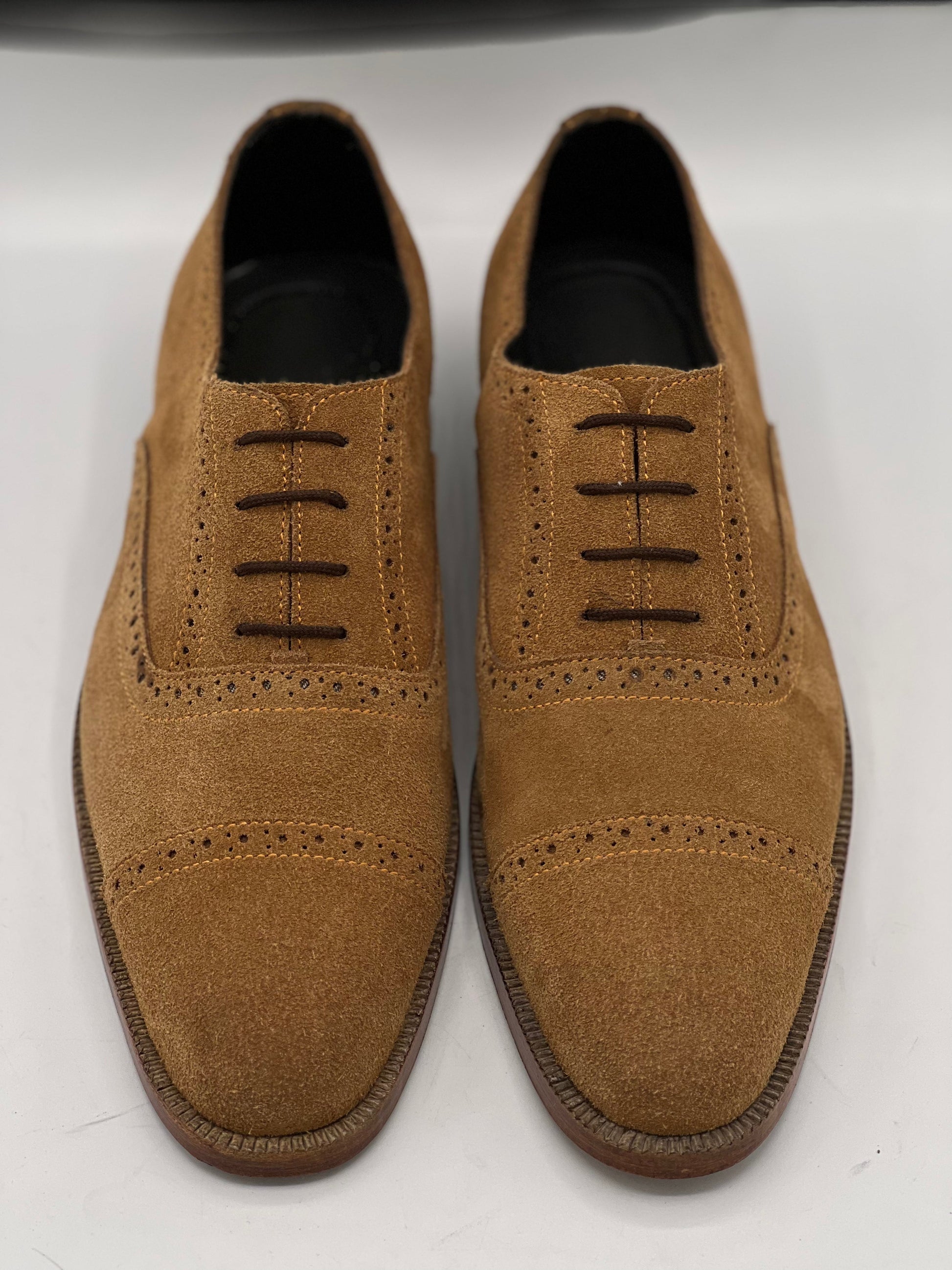 Royal Italian Suede Camel Formal Laced Shoe - DeVogue