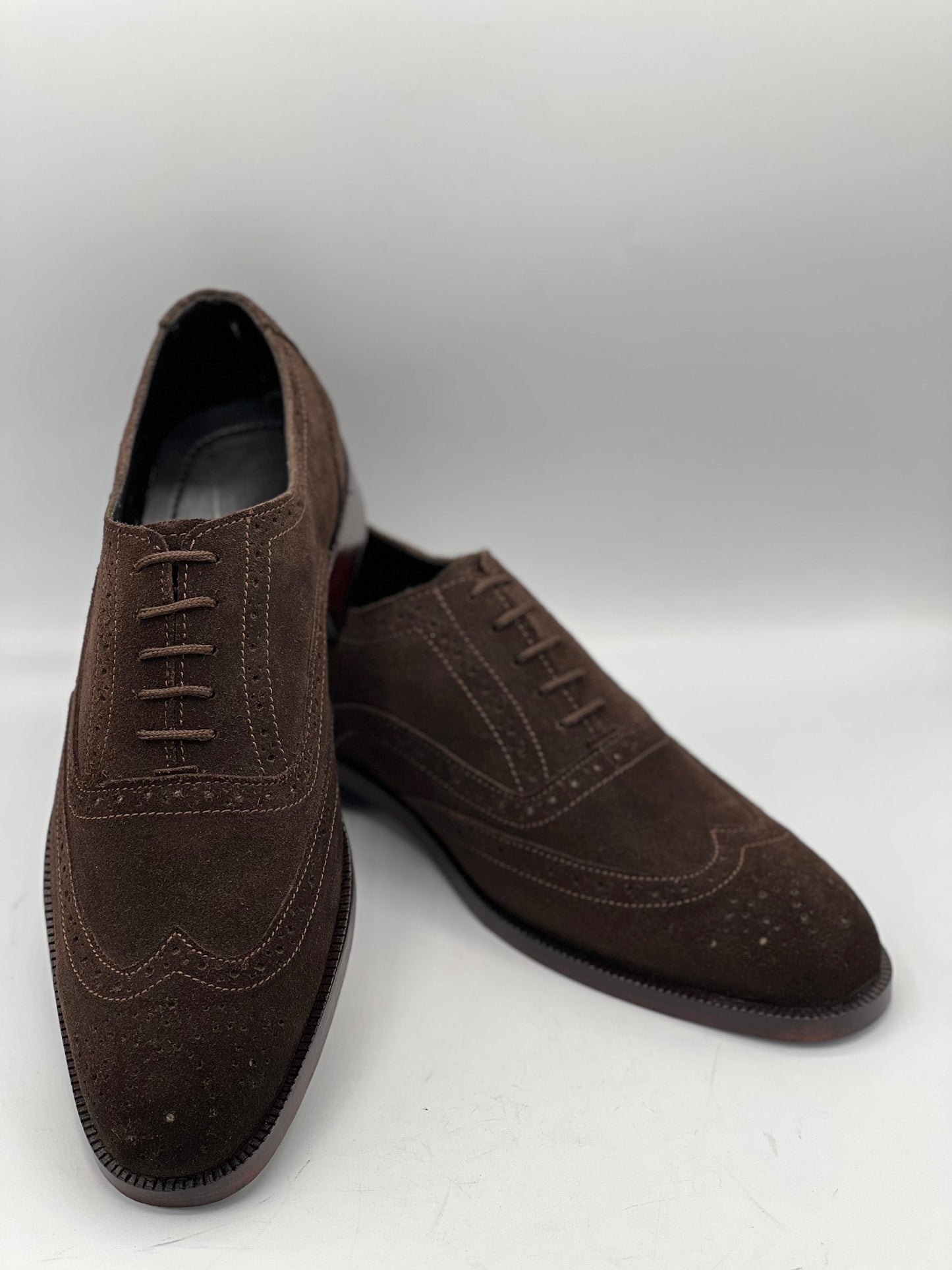 Royal Italian Suede Brown Brogue Formal Laced Shoe - DeVogue