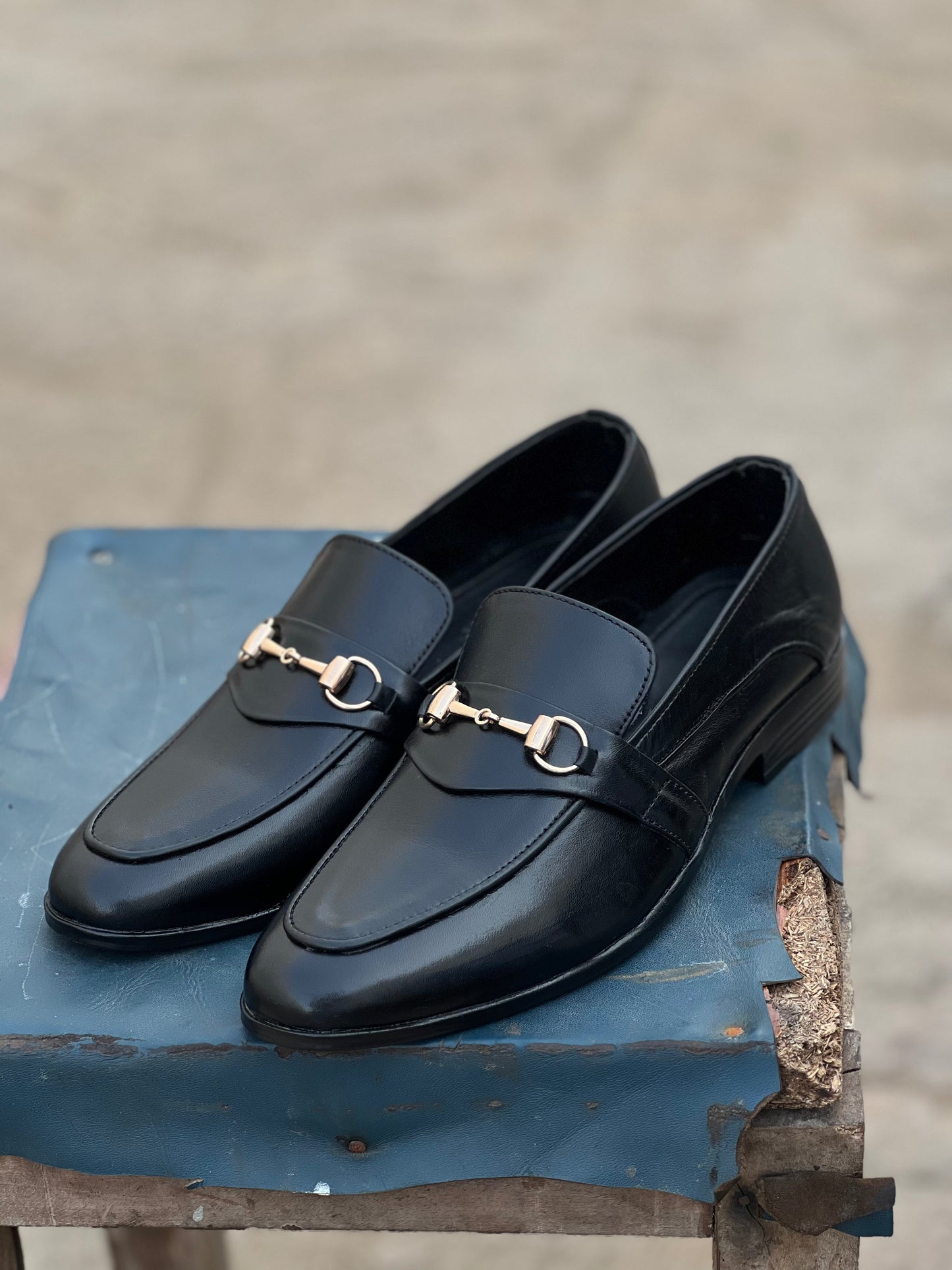 4003-Black Cow Leather Formal Loafer Style in Rubber sole - DeVogue