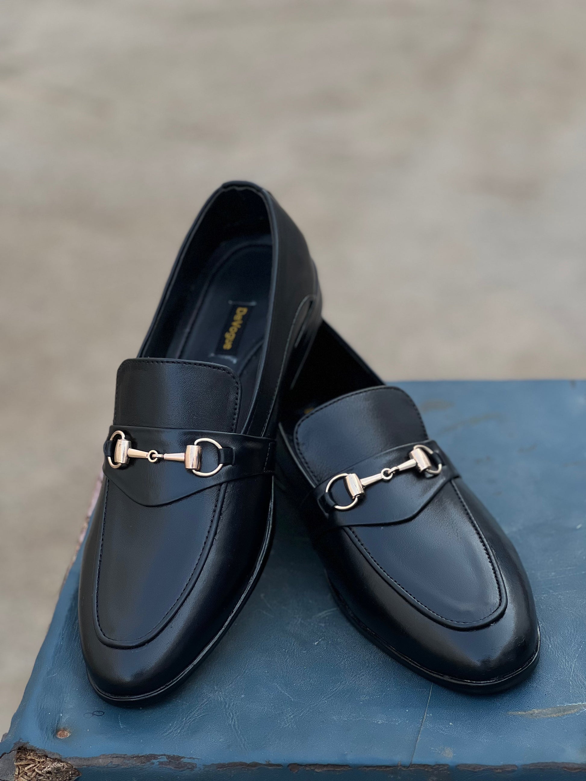 4003-Black Cow Leather Formal Loafer Style in Rubber sole - DeVogue