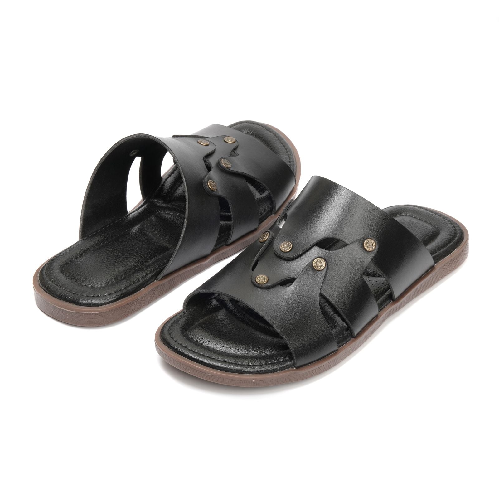 702-Black Chappal style Pure Cow Leather Shoes Trending shoes - DeVogue