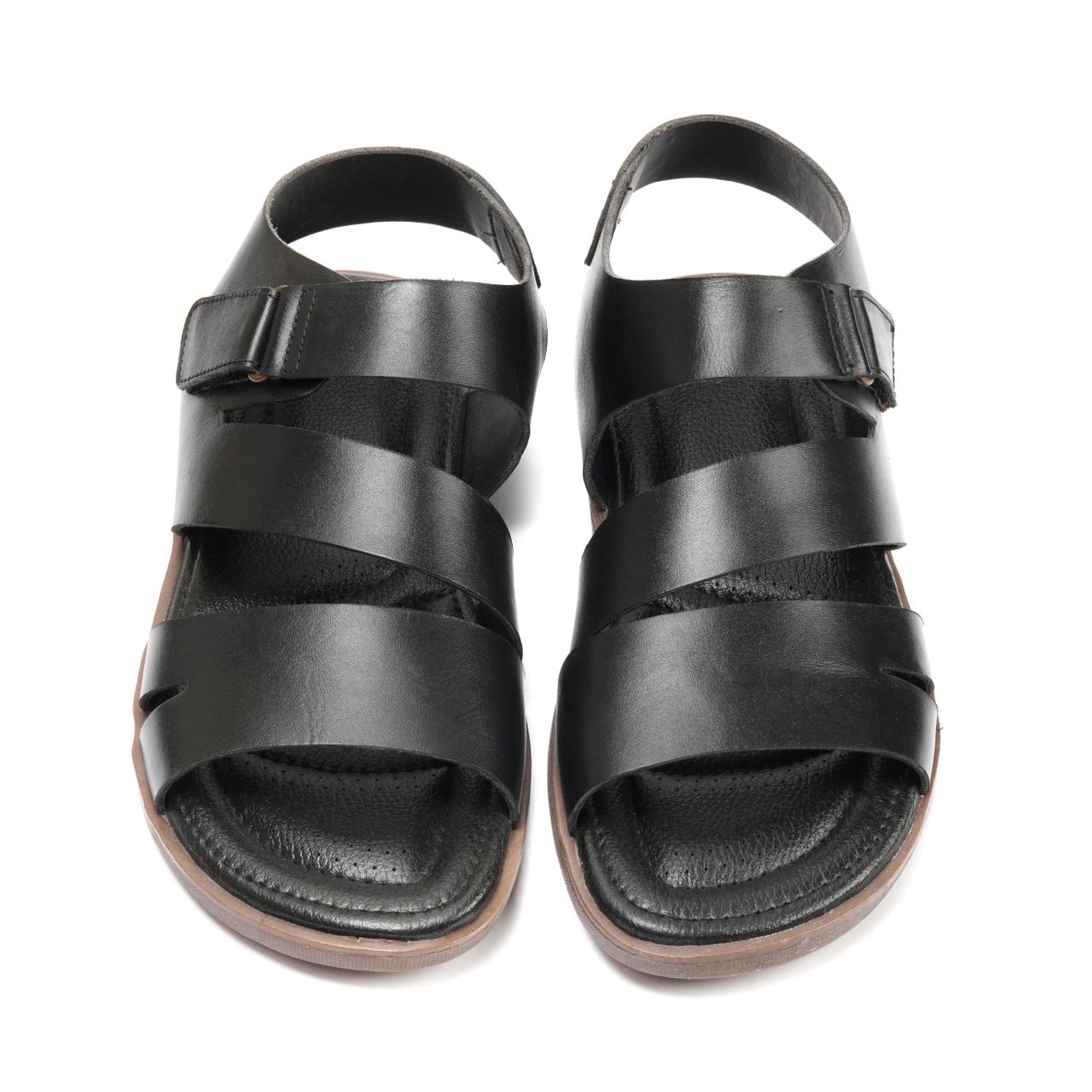 701-Black Sandal style Pure Cow Leather Shoes Trending shoes - DeVogue