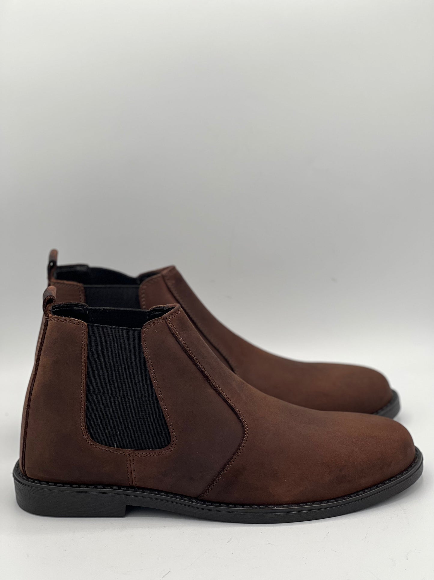 SKU:8010-Brown Cow Leather Chelsea boots - DeVogue