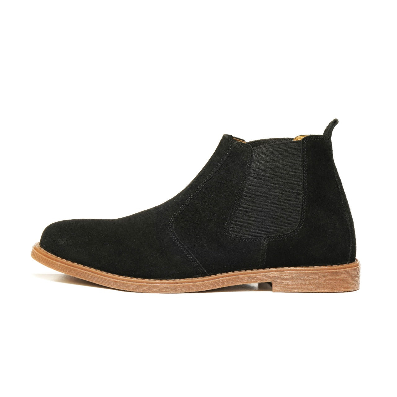 SKU:8011-Black Suede Cow Leather Chelsea boots - DeVogue