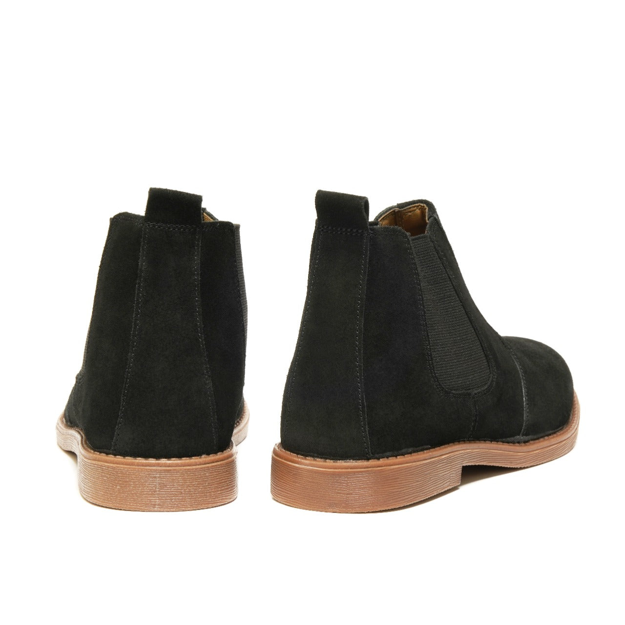 SKU:8011-Black Suede Cow Leather Chelsea boots - DeVogue