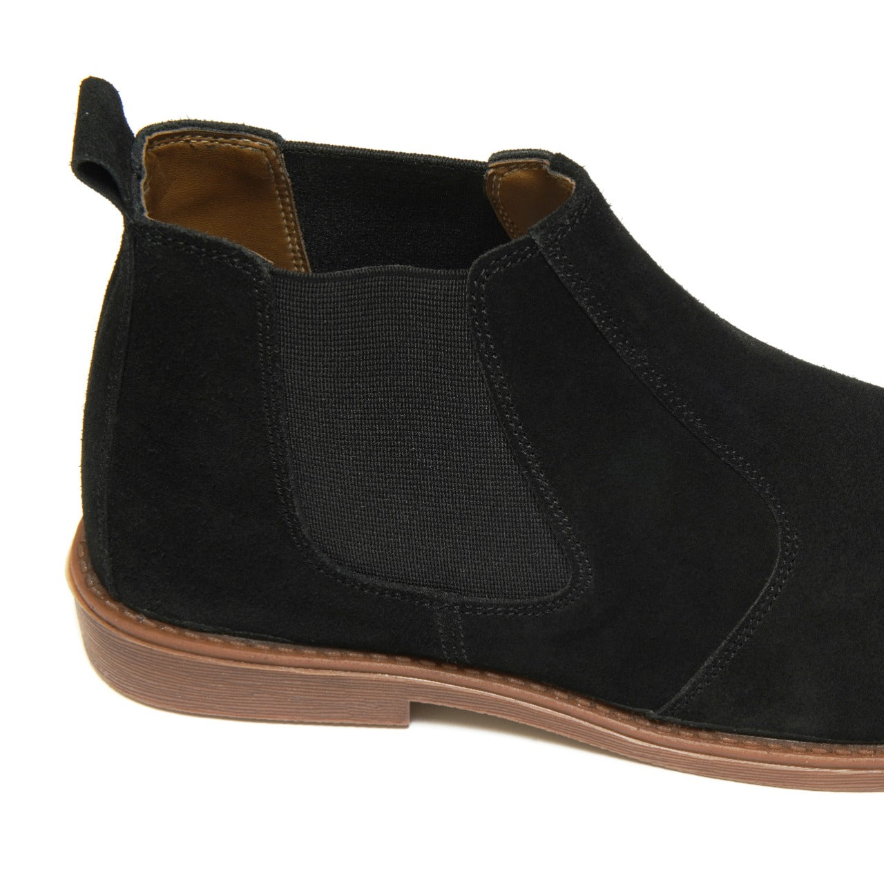 SKU:8011-Black Suede Cow Leather Chelsea boots - DeVogue