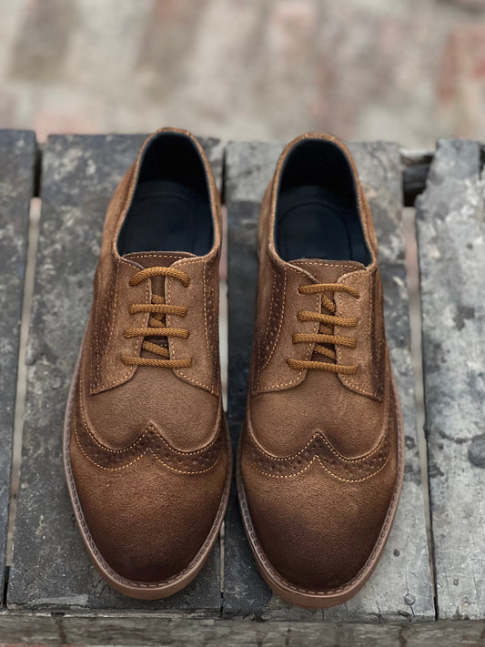 7058 - Shaded Camel Casual Suede Shoes - DeVogue