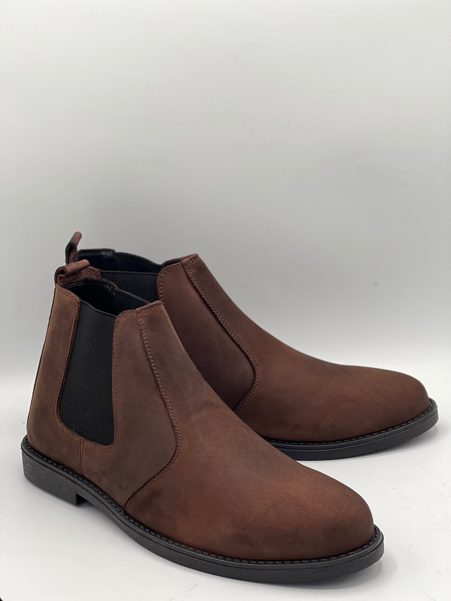 SKU:8010-Brown Cow Leather Chelsea boots - DeVogue