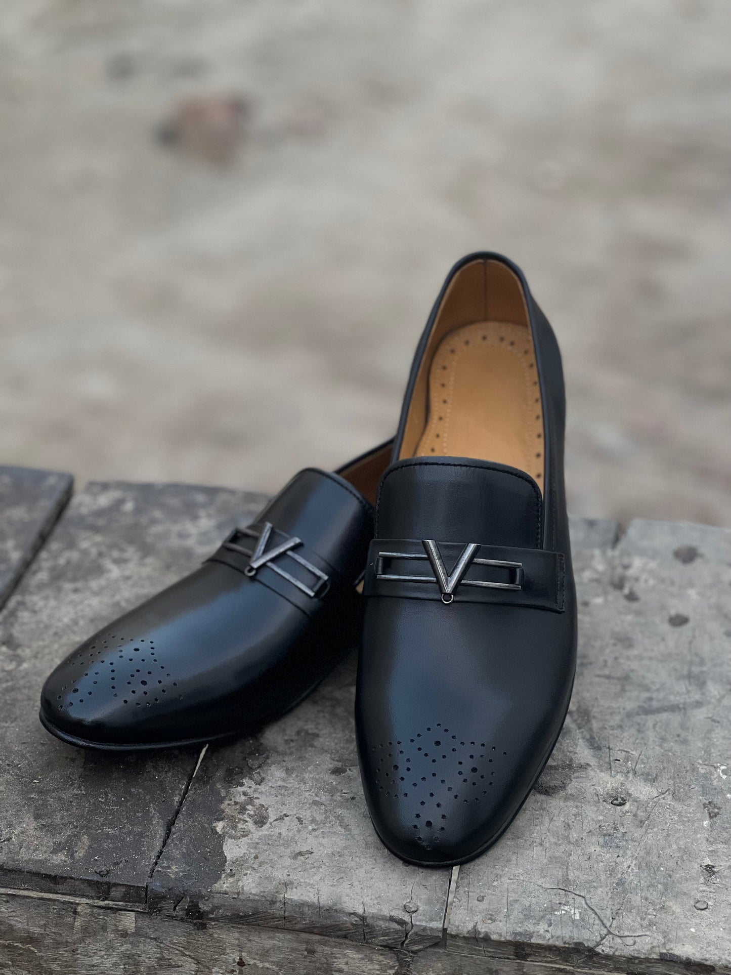 ST-3003-Black Cow Leather Formal Loafer Style - DeVogue