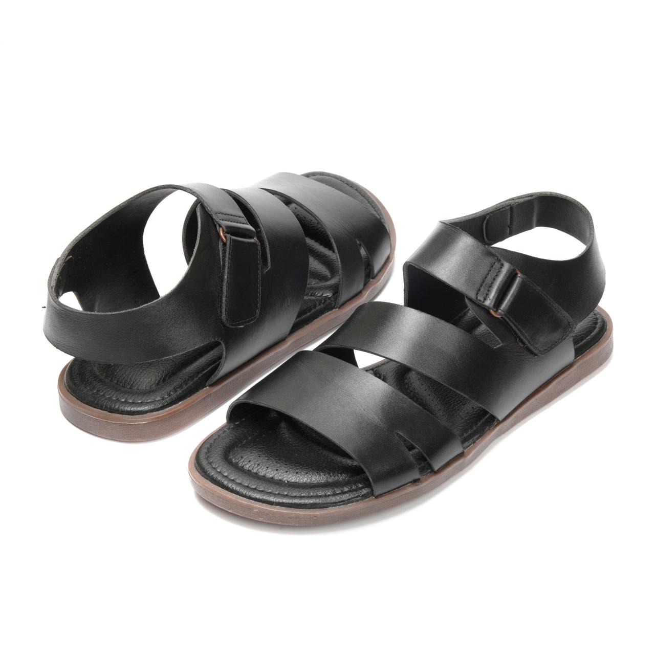 701-Black Sandal style Pure Cow Leather Shoes Trending shoes - DeVogue