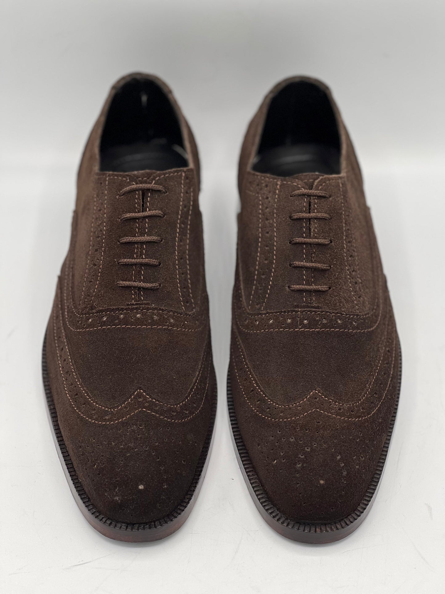 Royal Italian Suede Brown Brogue Formal Laced Shoe - DeVogue