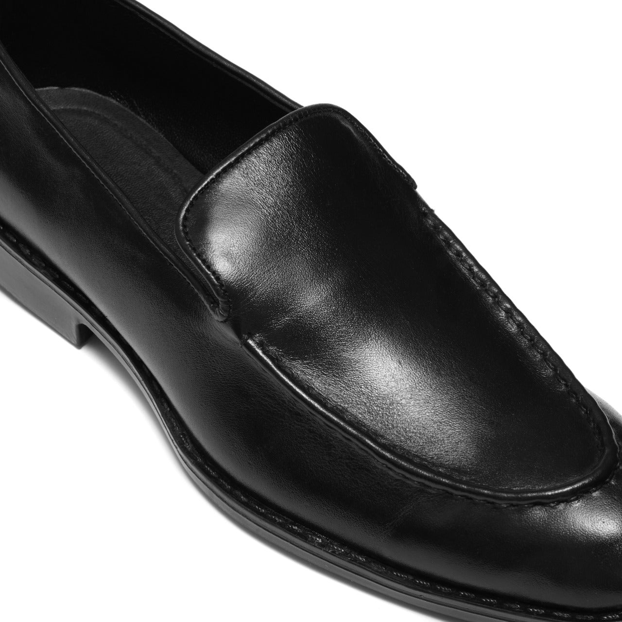 6006-Black Soft Premium Formal leather loafers - DeVogue