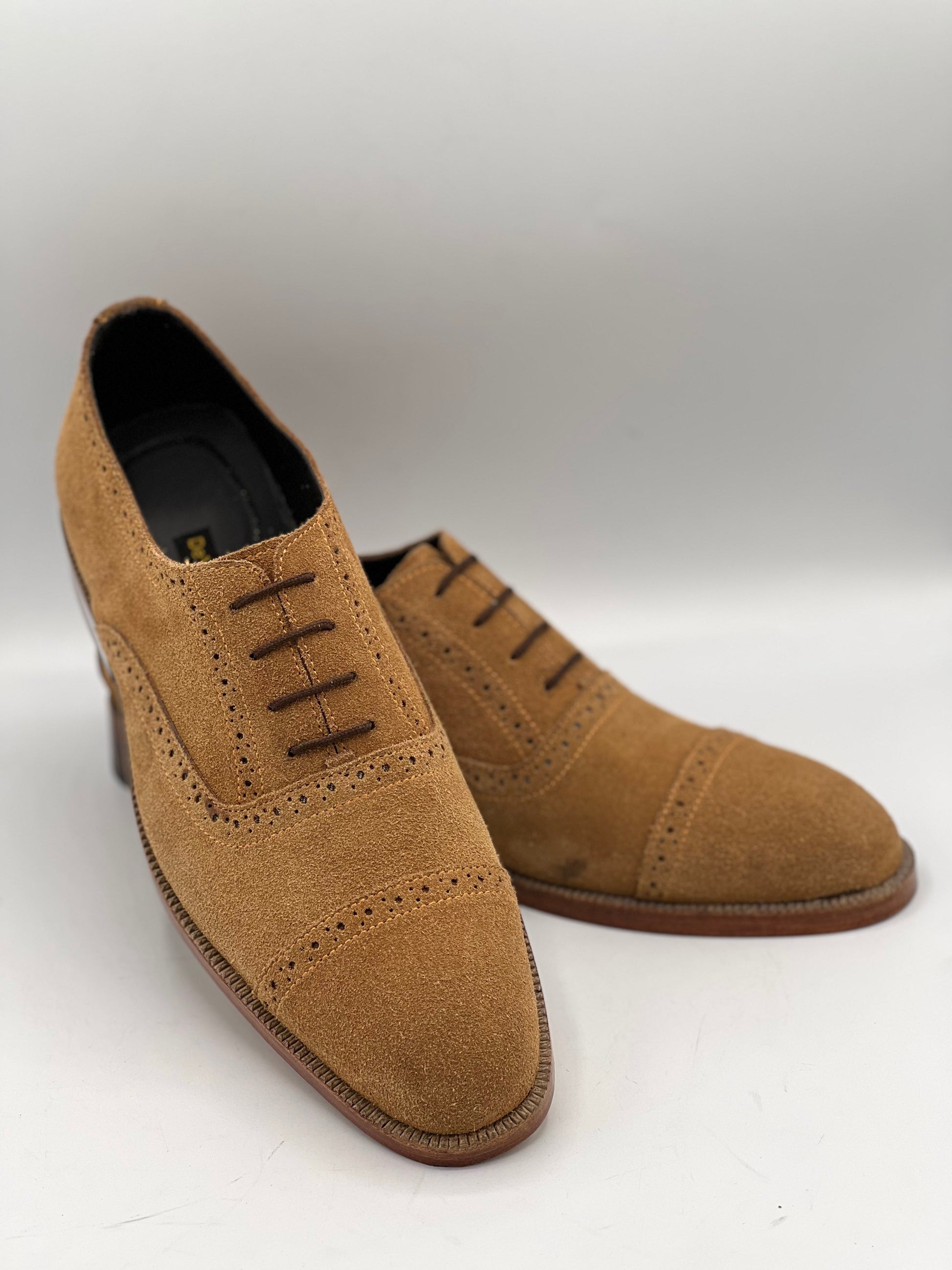 Royal Italian Suede Camel Formal Laced Shoe - DeVogue