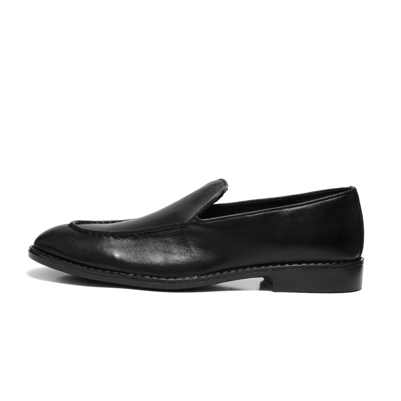 6006-Black Soft Premium Formal leather loafers - DeVogue